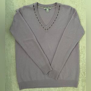 Autumn Cashmere lilac sweater with pearl details